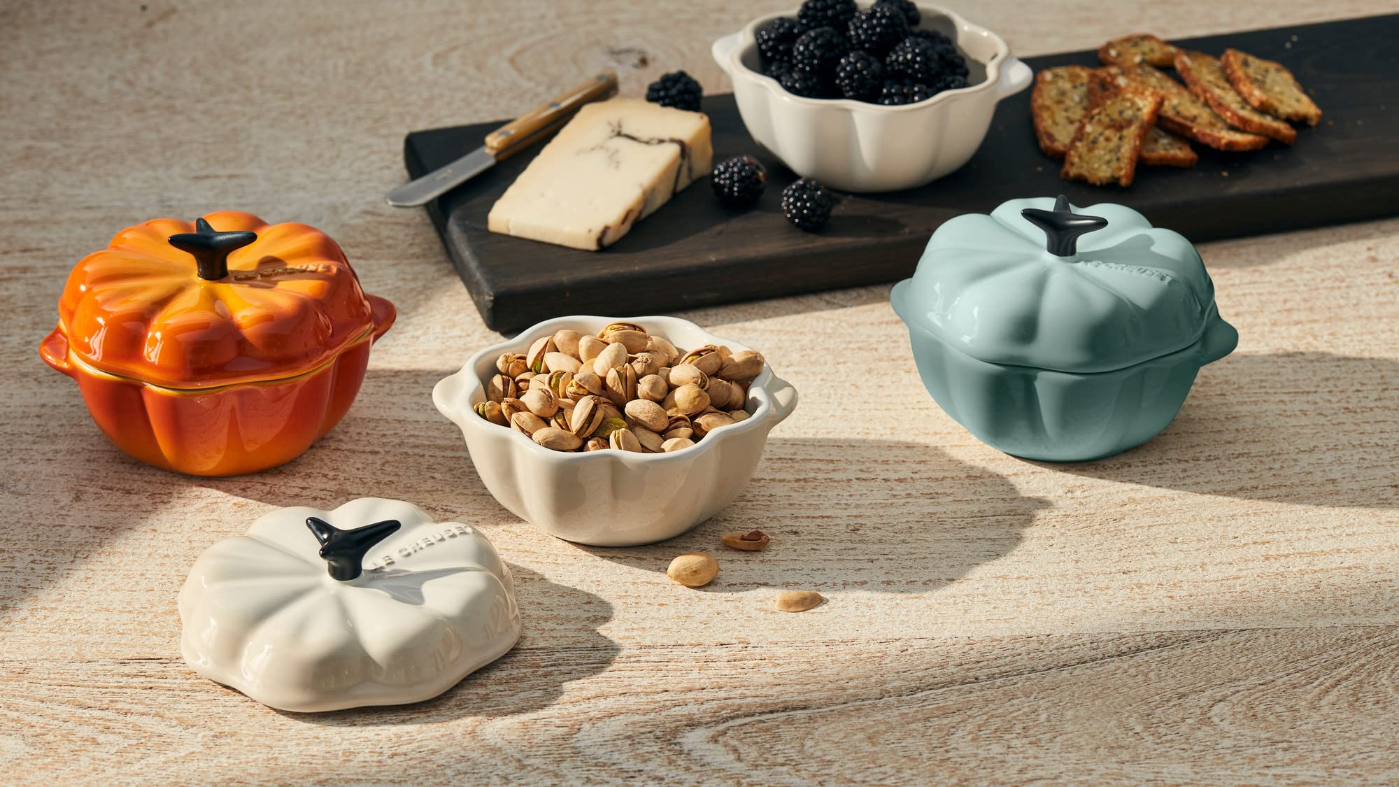 Le Creuset Stoneware Figural Pumpkin Petite Cocotte, 12oz, Sea Salt