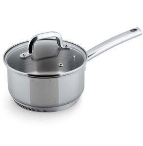 turbo pot® freshair™ rapid boil stainless steel 2 qt. sauce pan, time-and-energy saving cookware for gas stove metallic
