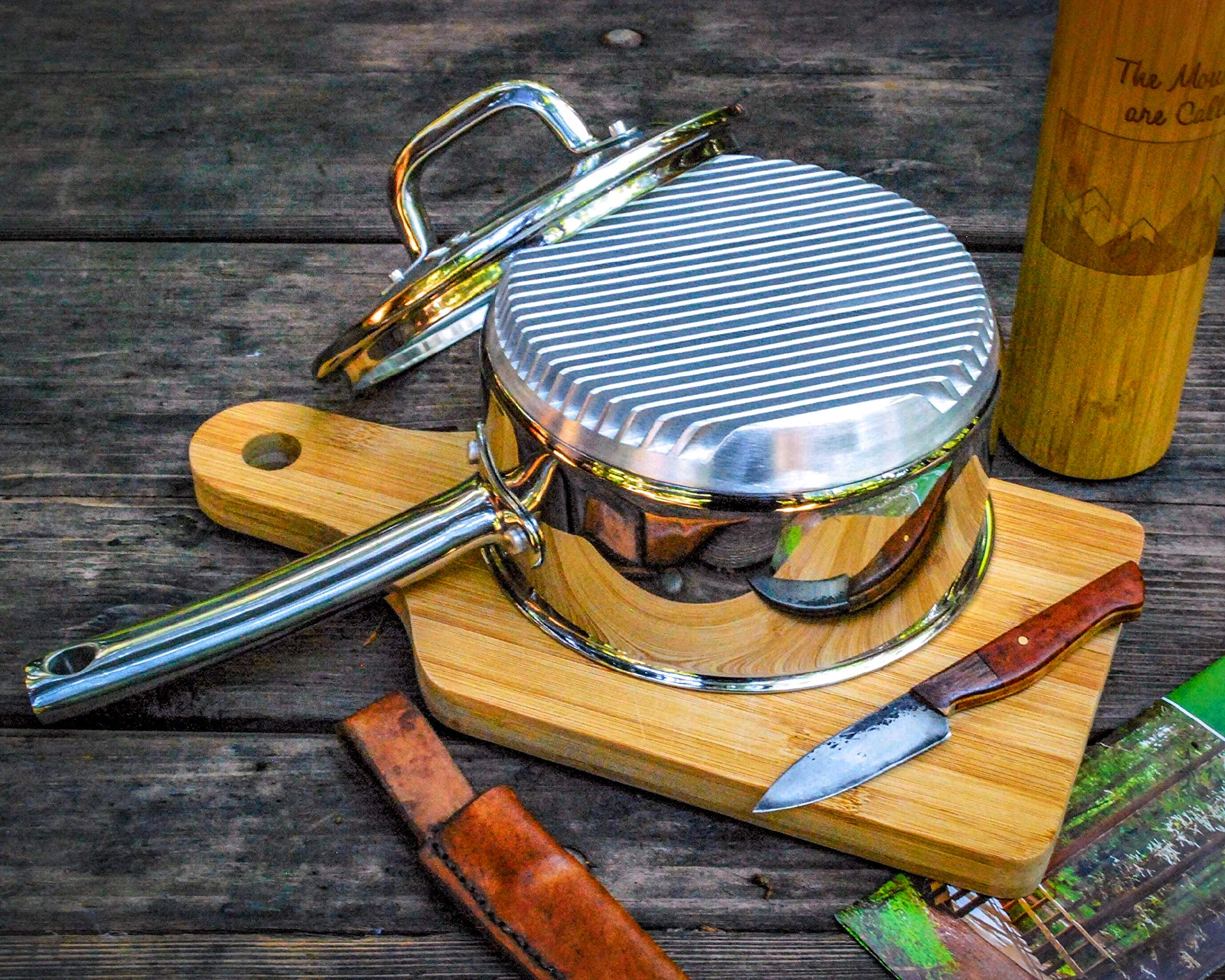 Turbo Pot® FreshAir™ Rapid Boil Stainless Steel 2 qt. Sauce Pan, time-and-energy saving cookware for gas stove Metallic