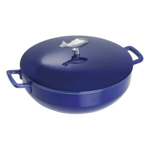 staub cast iron 5-qt bouillabaisse pot - dark blue, made in france