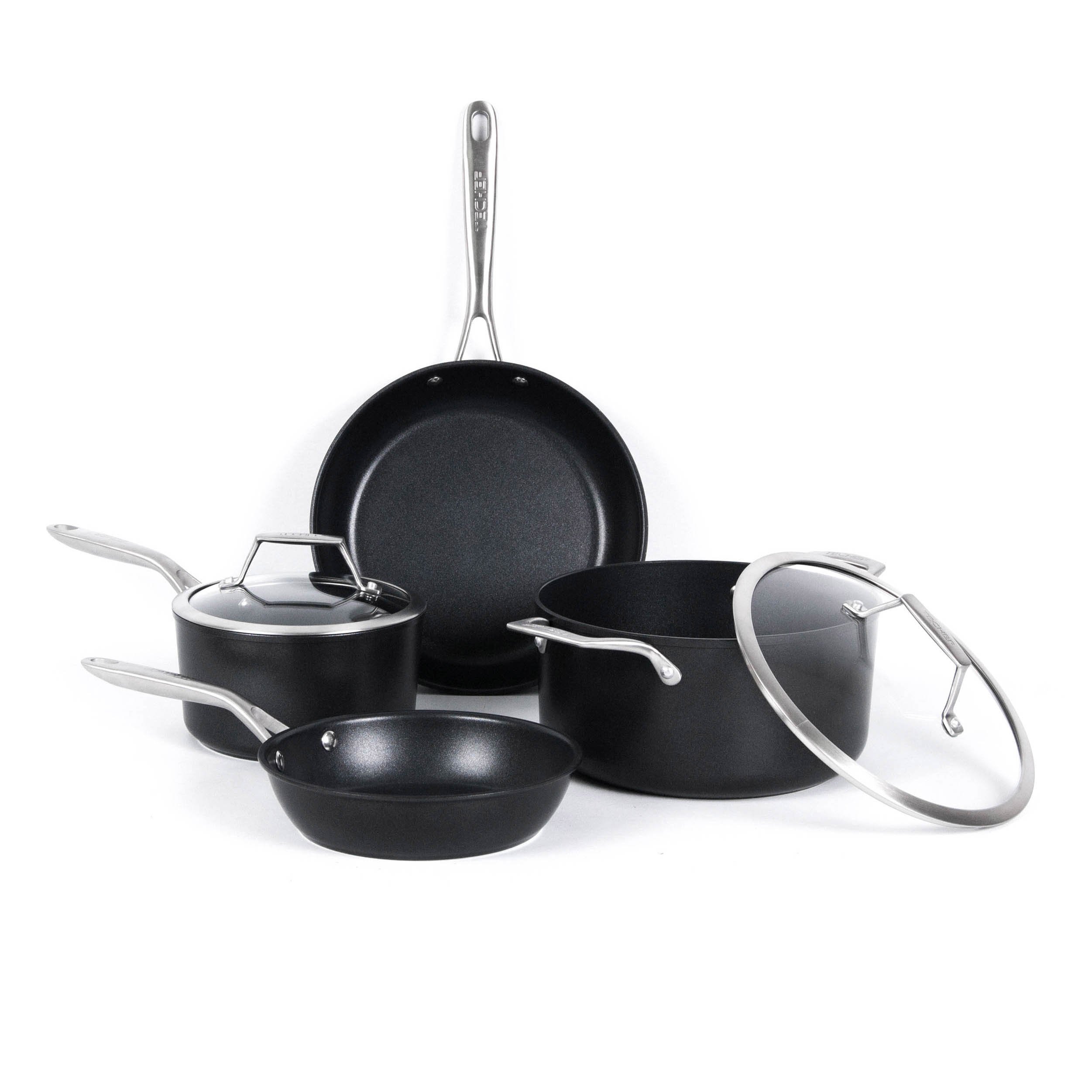 TECHEF - Onyx Collection 6-Piece Nonstick Frying Pan Skillet Set, PFOA-Free, Dishwasher Oven Safe, Stainless Steel Handle, Induction-Ready, Made in Korea