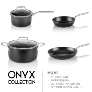 TECHEF - Onyx Collection 6-Piece Nonstick Frying Pan Skillet Set, PFOA-Free, Dishwasher Oven Safe, Stainless Steel Handle, Induction-Ready, Made in Korea
