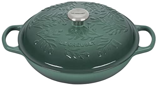 Le Creuset Olive Branch Collection Enameled Cast Iron Signature Braiser, 3.5 qt., Artichaut with Embossed Lid