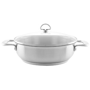 chantal induction 21 steel 5 quart chef's pan with tempered glass lid, brushed stainless steel