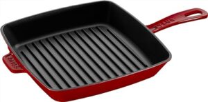 staub american grill pan cast iron suitable for induction cookers 26 cm cherry red
