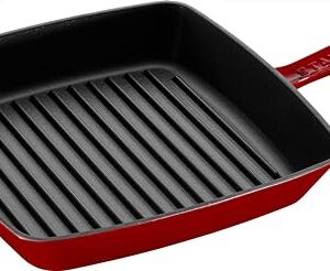 Staub American Grill Pan Cast Iron Suitable for Induction Cookers 26 cm Cherry Red