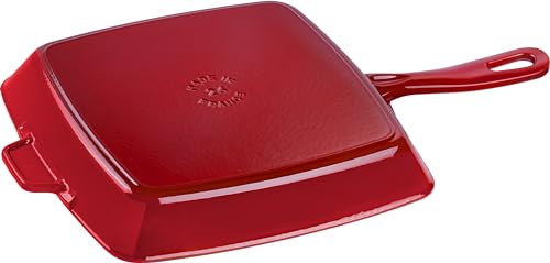 Staub American Grill Pan Cast Iron Suitable for Induction Cookers 26 cm Cherry Red