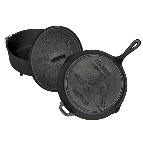 Camp Chef National Parks Cast Iron Set - Cast Iron Cookware - Includes Dutch Oven, Skillet & Lid - Cast Iron Skillet Set for Indoor & Outdoor Cooking