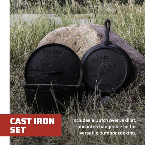 Camp Chef National Parks Cast Iron Set - Cast Iron Cookware - Includes Dutch Oven, Skillet & Lid - Cast Iron Skillet Set for Indoor & Outdoor Cooking