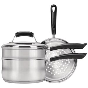 range kleen 3-piece 3-quart sauce pan with lid, steamer and double boiler insert