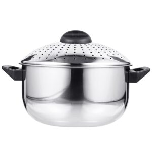 doitool stovetop stainless steel pasta pot with strainer lid, nonstick spaghetti pot noodles cooking pot for cooking pasta noodle veggie or sauce, sliver, 6.2x9.2