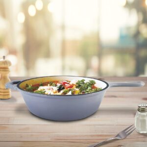 ChefVentions 3QT Round Cast Iron Saucepan Heavy Duty Enameled Interior and Exterior - Multi Use Pan - Stovetop, Gas, Electric & Induction Compatible