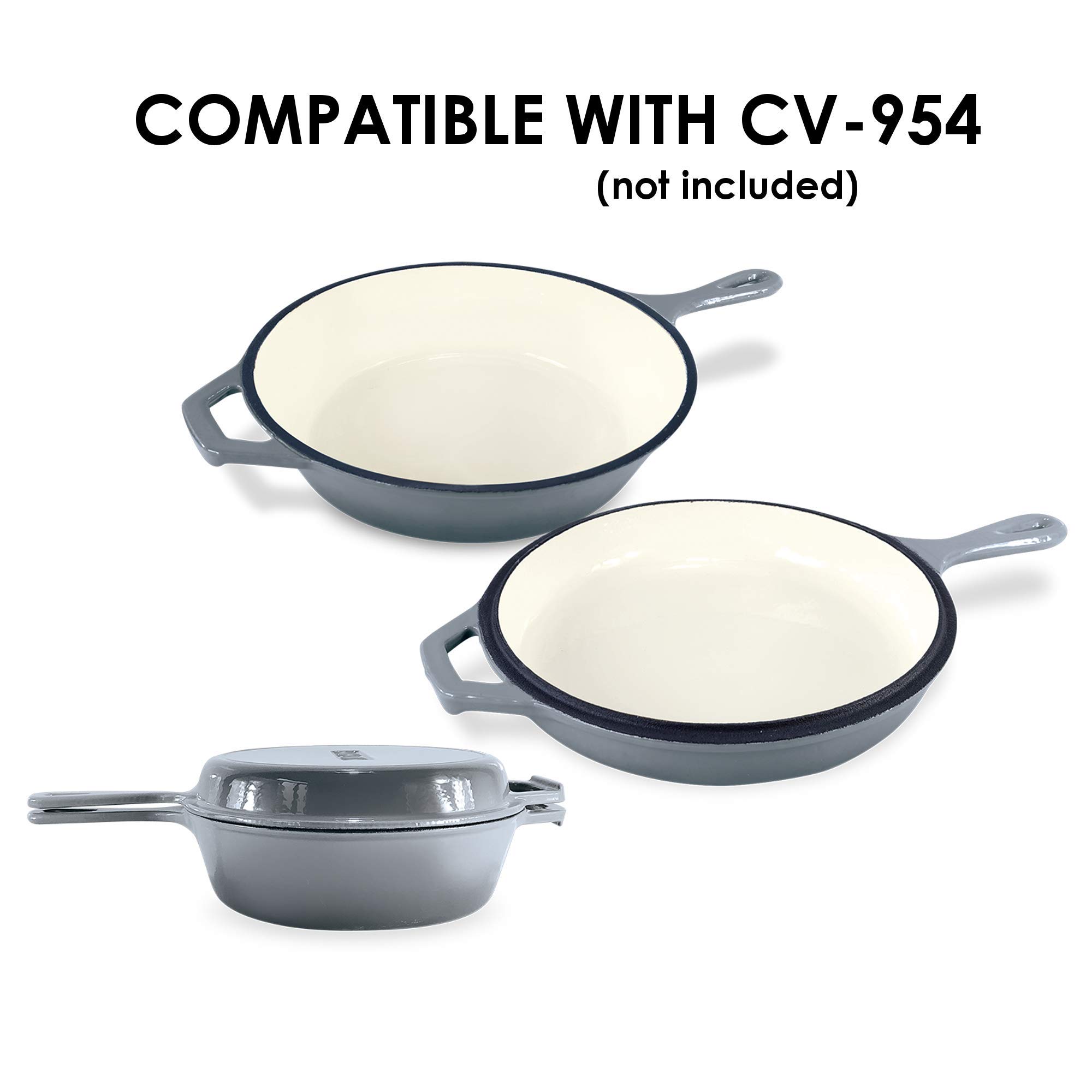 ChefVentions 3QT Round Cast Iron Saucepan Heavy Duty Enameled Interior and Exterior - Multi Use Pan - Stovetop, Gas, Electric & Induction Compatible