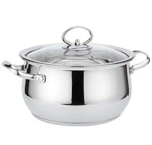 sanqiahome induction cooking pot 24 cm - 18/8 stainless steel - 4.3l - mirror polishing -with scale ruler suitable for all cookers - oven-safe