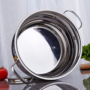 SANQIAHOME Induction Cooking Pot 24 cm - 18/8 Stainless Steel - 4.3L - Mirror polishing -with Scale ruler Suitable for All Cookers - Oven-Safe