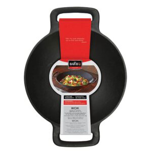 mr. bar-b-q cast iron wok with 2 handles home, black