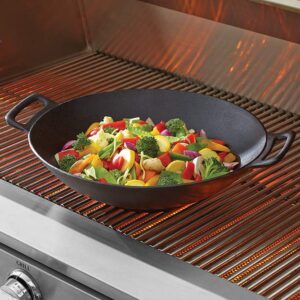 Mr. Bar-B-Q Cast Iron Wok with 2 Handles Home, Black