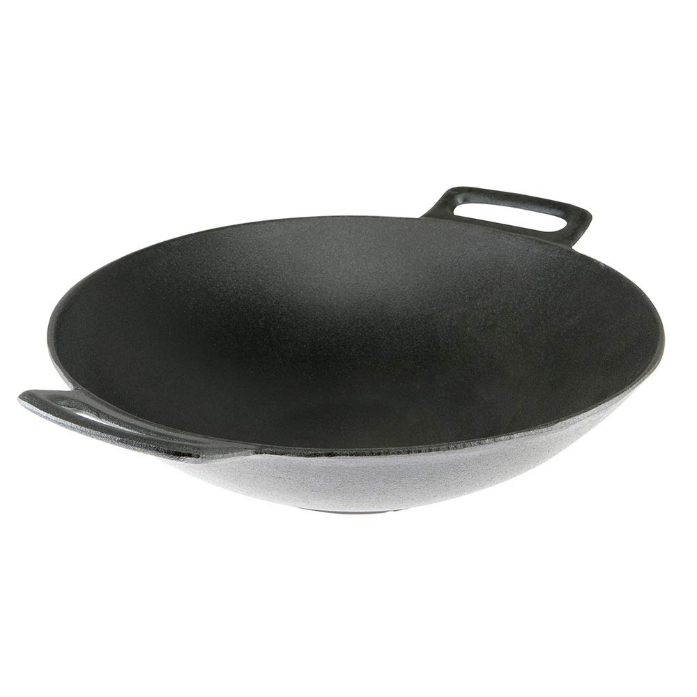 Mr. Bar-B-Q Cast Iron Wok with 2 Handles Home, Black