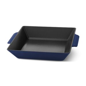 dash zakarian by dash 11" nonstick cast iron grilling & roasting pan for vegetables, meats, seafood & more - blue