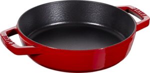 staub 40511-661 two-handled frying pan, cherry 7.9 inches (20 cm), double handle frying pan, skillet, double handle, enamel, induction compatible