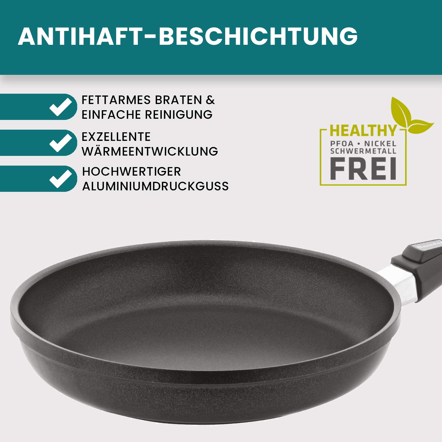 Berndes Vario Click 031117 Frying Pan 28 cm Non-Stick with Detachable Handles Cast-Aluminium for Induction