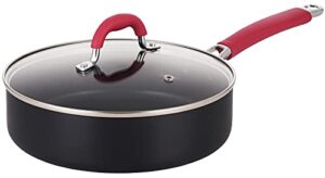 eppmo nonstick sauté pan, hard-anodized deep frying pan with lid & silicone handle, oven safe, 3.2 quart