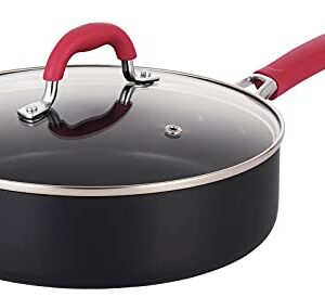 EPPMO Nonstick Sauté Pan, Hard-Anodized Deep Frying Pan with Lid & Silicone Handle, Oven Safe, 3.2 Quart