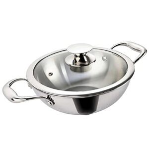 g and d triply stainless steel wok pan with glass lid tripple with stainless steel deep kadhai cookware