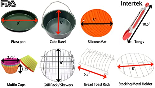 LOUISE STURHLING 8 PCS Healthy Ceramic Air Fryer XL Accessories Set, BPA-Free & Teflon-Free, Dishwasher Safe, Compatible with All 3.7 – 6.0 Qt air fryers & Pressure Cookers