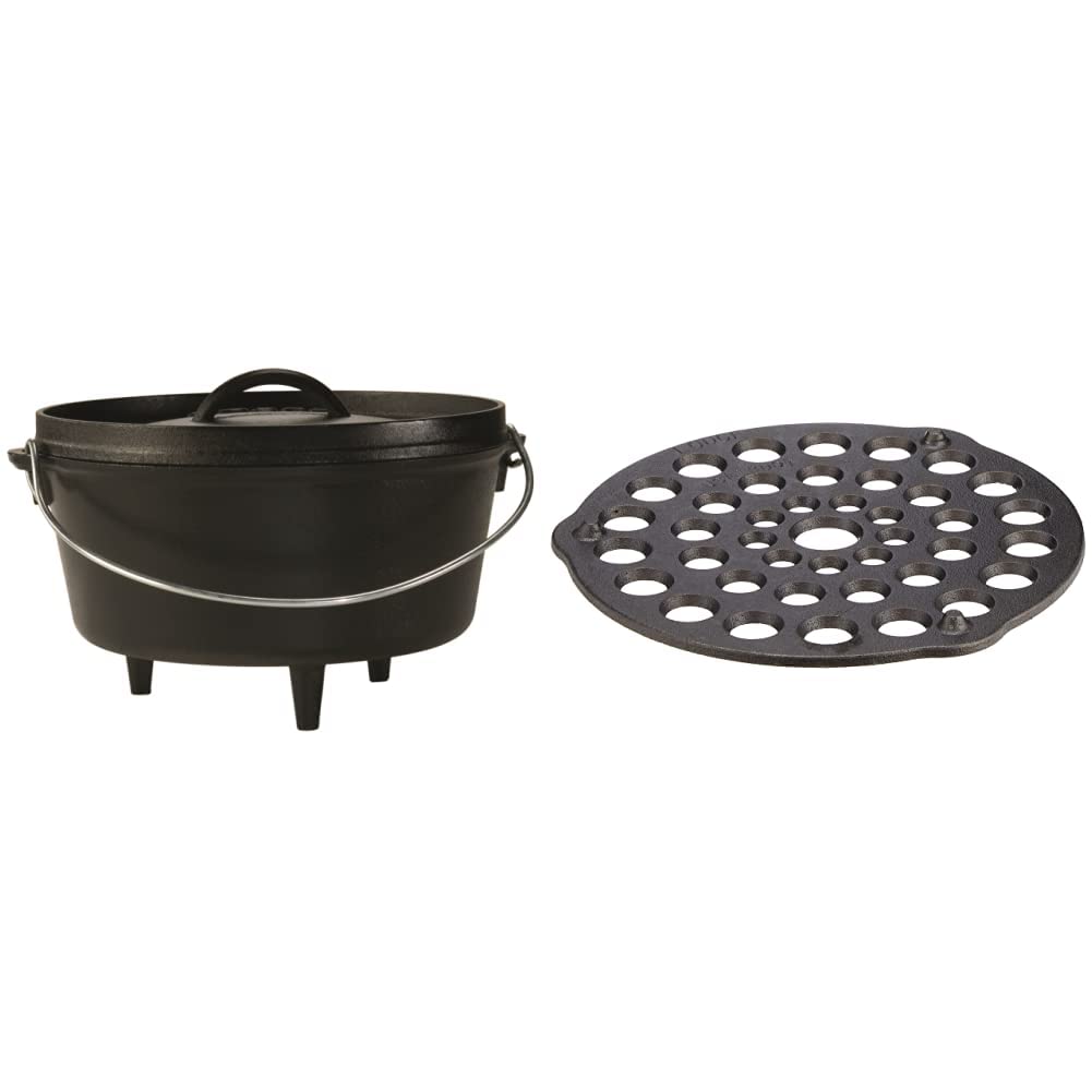 Lodge L10DCO3 Cast Iron Dutch Oven (5-Quart) and L8DOT3 Cast Iron Trivet