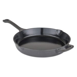 viking culinary viking enamel cast iron, 12 inch round fry pan with helper handle, , charcoal