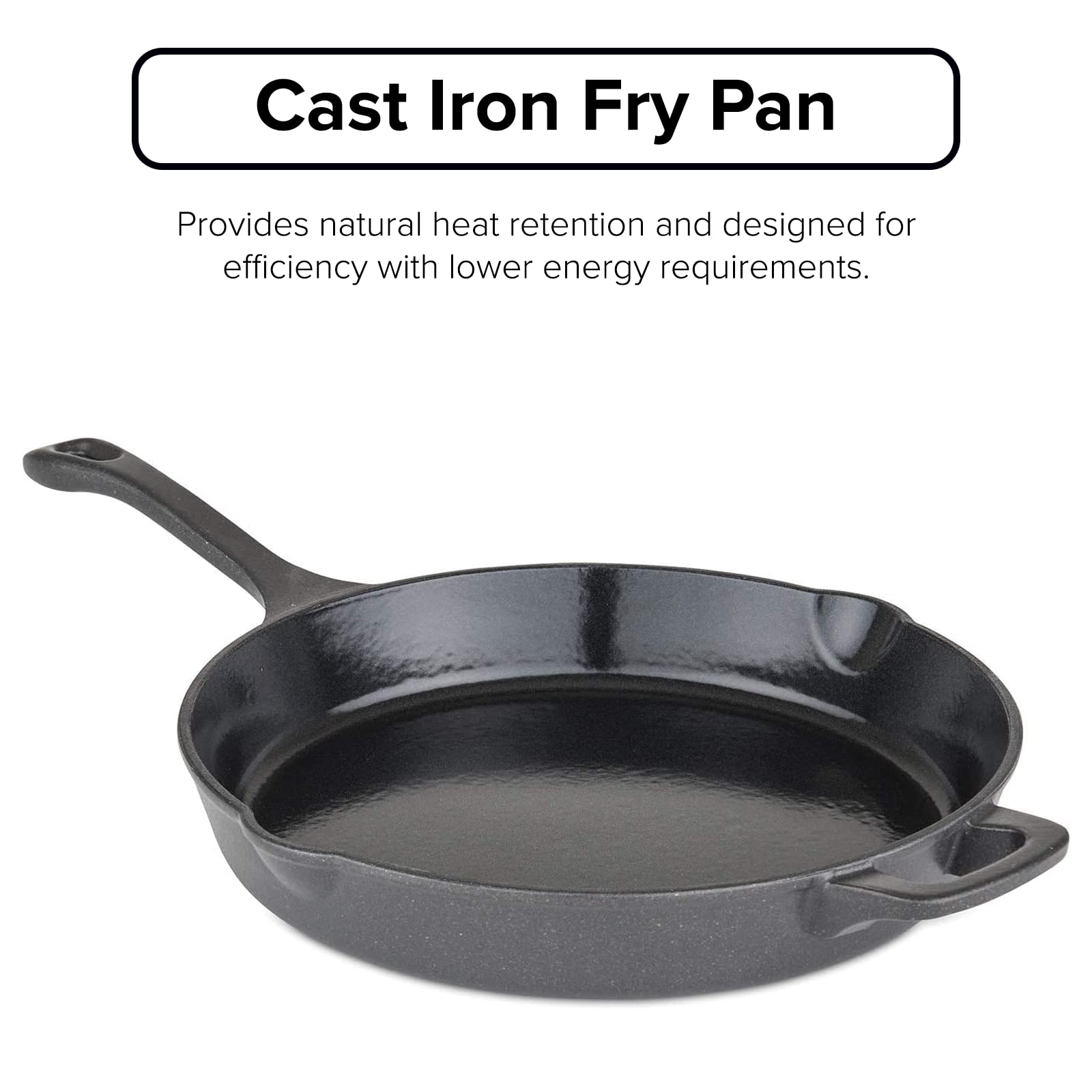 Viking Culinary Viking Enamel Cast Iron, 12 inch Round Fry Pan with Helper Handle, , Charcoal