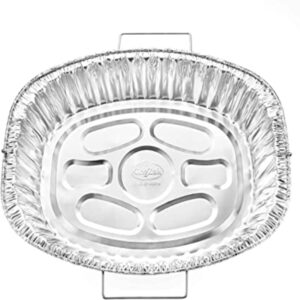 Nicole Fantini Disposable Aluminum Oval Roaster pan with Handle Rack 18.25 L X 13 W X 3.5'': Qty 10, Silver