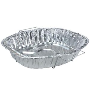 Nicole Fantini Disposable Aluminum Oval Roaster pan with Handle Rack 18.25 L X 13 W X 3.5'': Qty 10, Silver