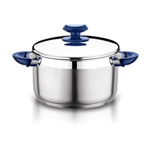 ybm home 9 quart commercial grade 18/10 stainless steel stockpot with cover lid, induction stovetop compatible cookware with encapsulated aluminum core, blue