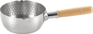 yoshikawa yj3367 yukihira pot, 5.5 inches (14 cm), for gas stoves, stainless steel, made in japan, one-handed pot, tsubamesanjo, double-side pourer, milk pan