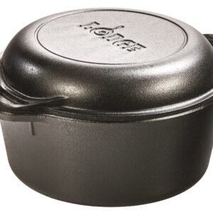 Lodge Cast Iron Serving Pot Cast Iron Double Dutch Oven, 5-Quart & Seasoned Cast Iron Care Kit