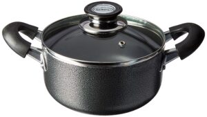 non-stick aluminum 2 handle cooking sauce pot w/glass lid - 18 cm 2.5 qt
