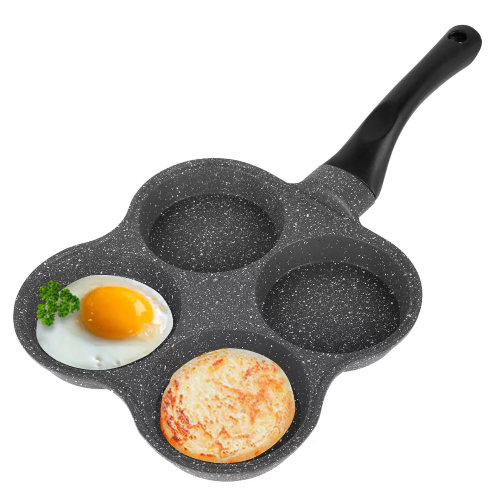 Egg Pan, 4-Hole Egg Burger Pan, Non Sticking Breakfast Omelet Pancake Frying Pan Crepe Pan for Induction Cooker Electric Ceramic Stove