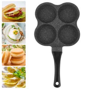 Egg Pan, 4-Hole Egg Burger Pan, Non Sticking Breakfast Omelet Pancake Frying Pan Crepe Pan for Induction Cooker Electric Ceramic Stove