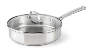 calphalon stainless steel cookware sauce pan with lid, 3 qt., stainless steel