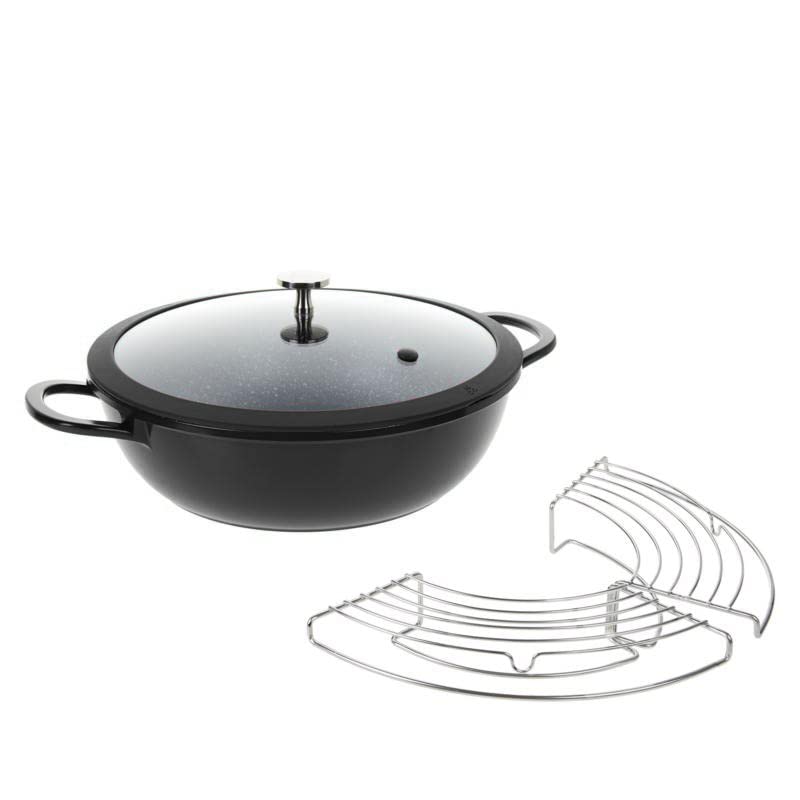 Curtis Stone 4.5-Quart Cast Aluminum Multi-Pan w/Lid & Multi-Use Rack 777-973 (Renewed)