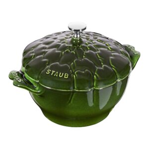 staub cast iron 3-qt artichoke cocotte - basil, made in france