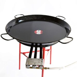 Vaello by Castevia Imports Paella Pan Enamelled + Paella Gas Burner and Stand Set - Complete Paella Kit for up to 40 Servings (Nonstick)