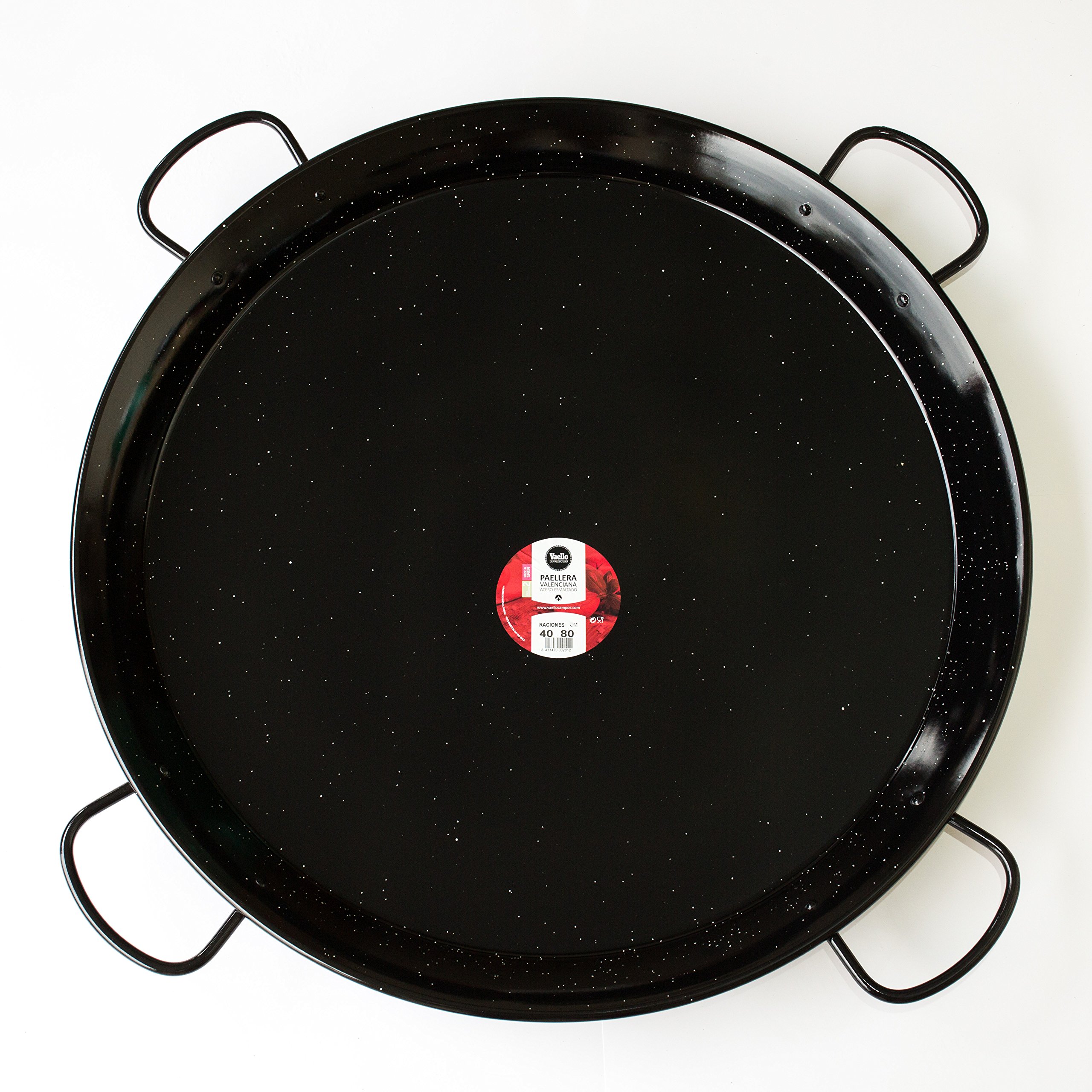 Vaello by Castevia Imports Paella Pan Enamelled + Paella Gas Burner and Stand Set - Complete Paella Kit for up to 40 Servings (Nonstick)