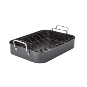 chicago metallic non-stick roasting pan, 12-inch-by-16-inch, gray