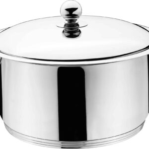 Stainless Steel Stockpot Stew Pot Casserole Soup Pot with Heat-Resistant Double Handle,Mirror Polished Stockpot 17 Quart with Lid,Professional Home Chef Grade Clad Pot for Induction Stovetop