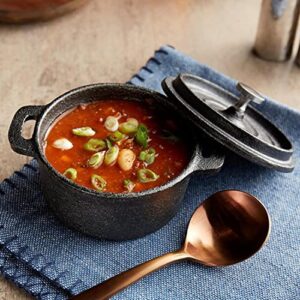 Bruntmor Enameled Dutch Oven Pot With Lid Set Of 2 in Black | Double Cocotte Cast Iron Dutch Oven/Deep Crock pots .8 Oz Mini Staub Cocotte | Seasoned Cast Non Stick Skillet Bean Cooking Gifts.