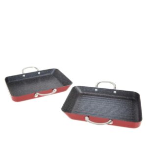 curtis stone grill & griddle slide-out pans - red, 11.28''l x 8.66''w x 2.04''h; 10.98'' diameter