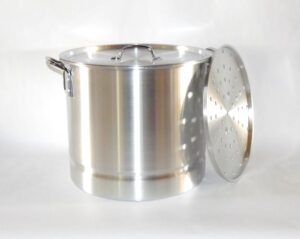aluminum stock pot w/steamer rack and lid 24 qt quart 6 gal